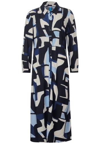 Print Hemdblusenkleid Blau 40