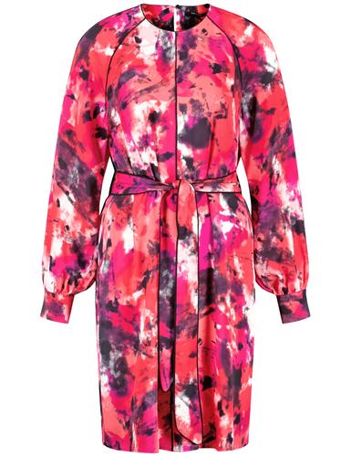 Gemustertes Kleid mit Bindegürtel 44 Figurumspielend - Geranium Gemustert
