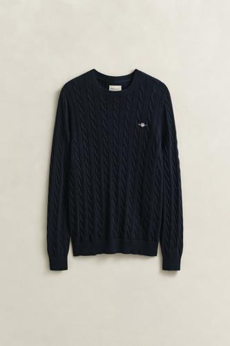 Zopfstrick Rundhalspullover aus Baumwolle XXXL - Evening Blue
