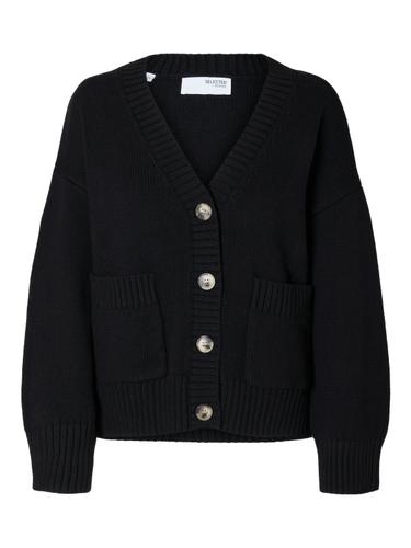 SLFJILLI LS KNIT CARDIGAN L Locker geschnitten - Black