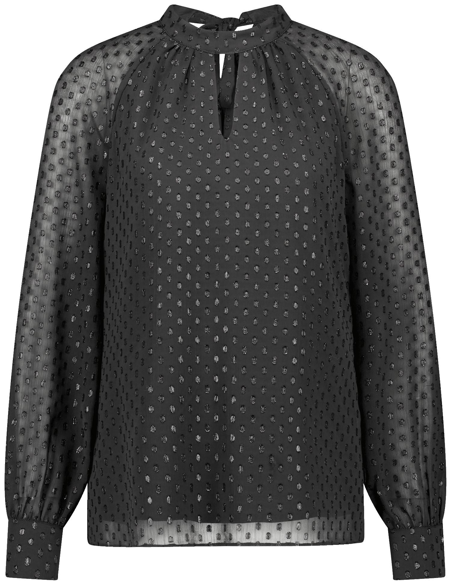 Chiffonbluse mit Shiny-Dots 36 Figurumspielend - Schwarz