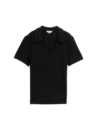 T-Shirt in Polo-Optik XXL Regular Fit - Deep Black