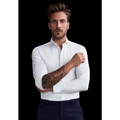 Cover Shirt Twill Langarm 43/Langarm - 67cm SLIM FIT - Weiß