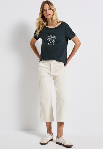 T-Shirt mit Wording Print Grün 44