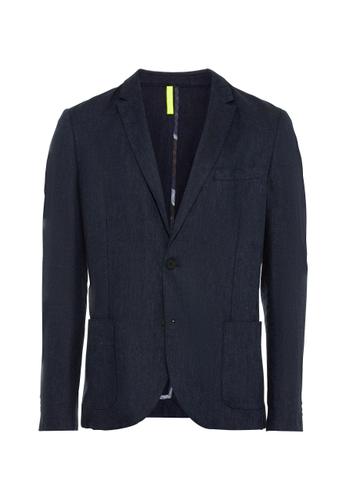 Leinen Herringbone Sakko 26 - Dark Blue
