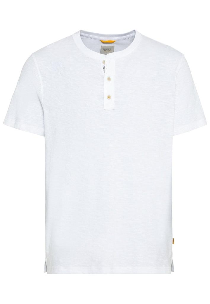 Kurzarm Henleyshirt aus reiner Baumwolle Weiß L