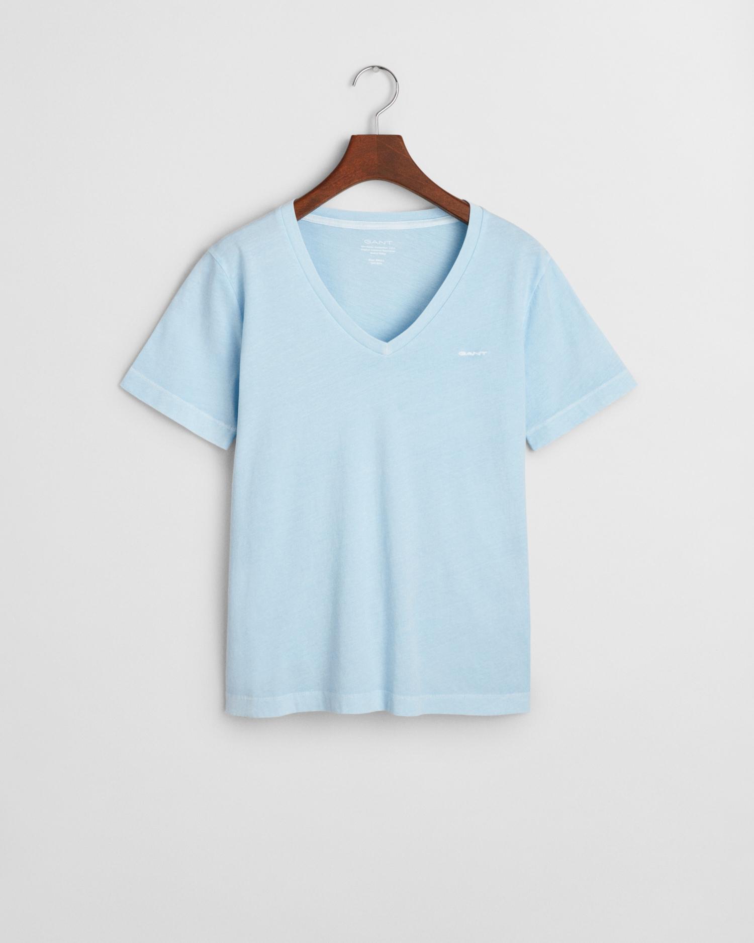 Sunfaded V-Neck T-Shirt S - Fresh Blue