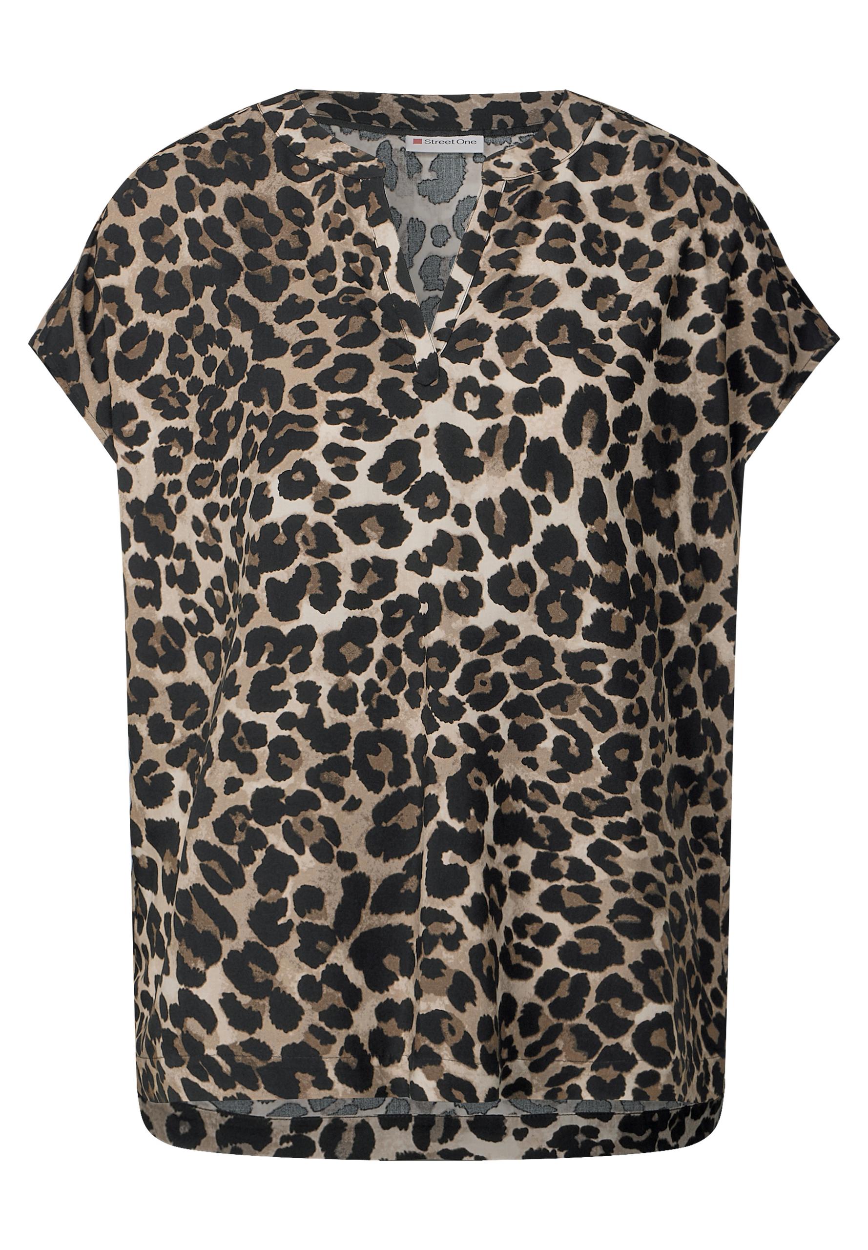 Blusenshirt mit Leo-Muster Schwarz 40