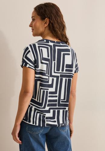 Print-Shirt mit Knopfdetail L - Universal Blue