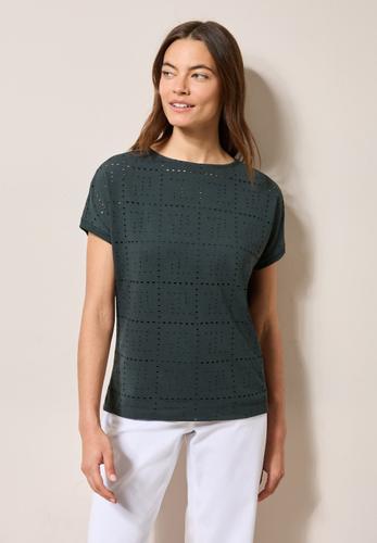 T-Shirt mit Lochmuster L - Slate Khaki