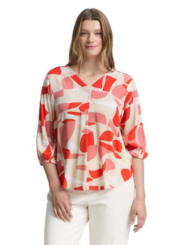 Plus Size - Bluse mit Muster 48 Regular Fit - Red Dots And Shapes Design