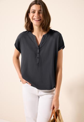 Kurzarmbluse in Unifarbe L - Volcanic Grey