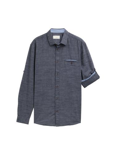 Regular Fit Hemd mit Turn-up-Funktion XXL Regular Fit - Navy White Fil A Fil Dobby