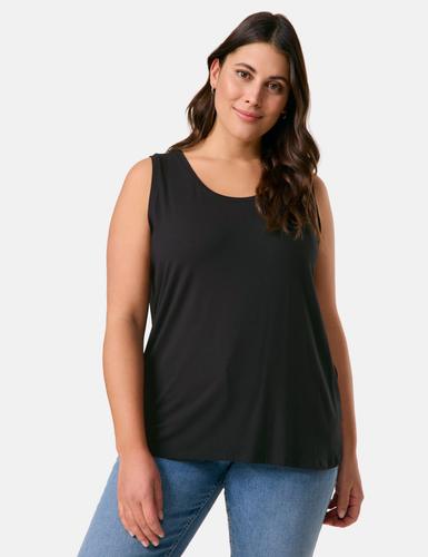 Basic-Top mit Seitenschlitzen 46 Figurumspielend - Black