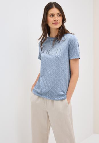 Ausbrenner-Shirt mit Wording XXL - Mountain Blue