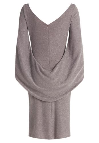 Cocktailkleid 42 Figurnah - Taupe/silver