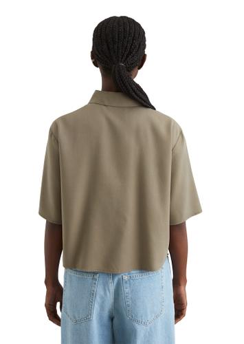 Crop-Bluse relaxed Grün XL