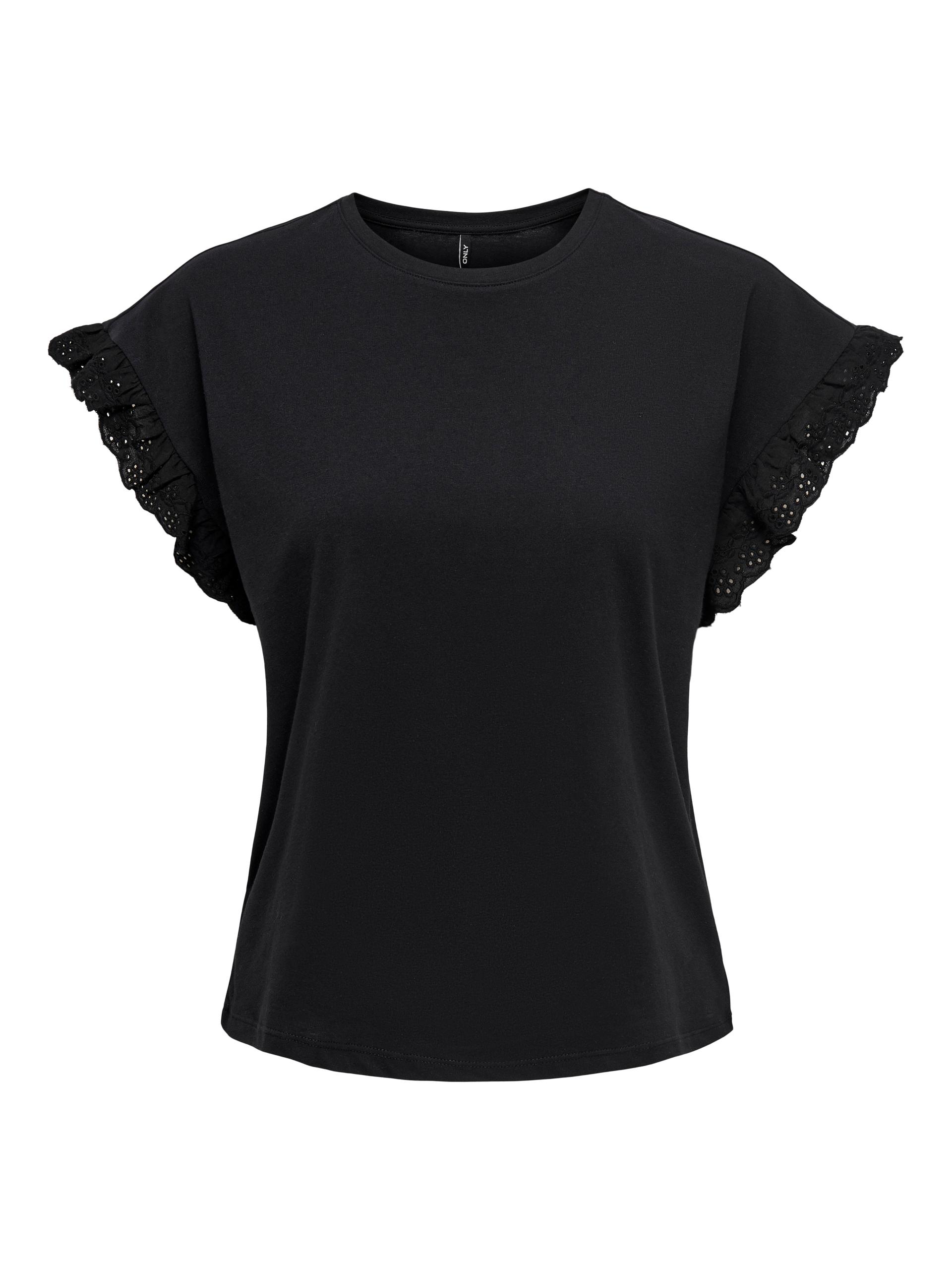 ONLIRIS S/S EMB TOP JRS S Normal geschnitten - Black