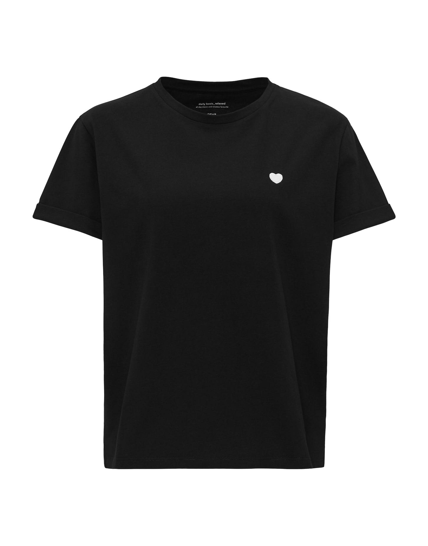 OPUS T-Shirt »Serz« mit kleiner Herz-Stickerei - Schwarz / 42