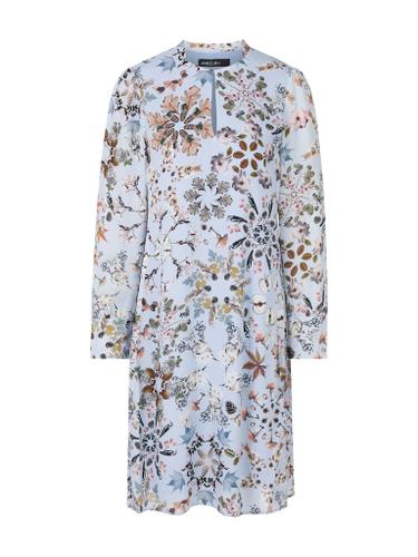 Bedrucktes Kleid aus Viskose-Crêpe Blau 38