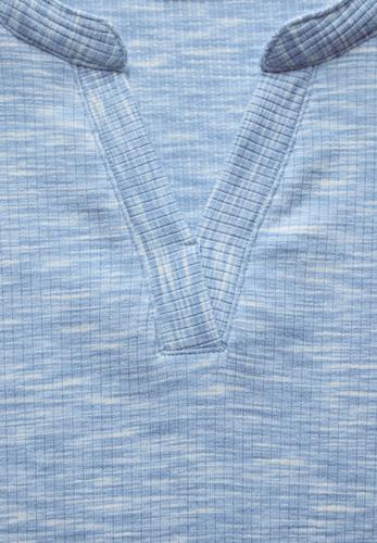 Shirt mit Rippstruktur L - Light Blue Melange