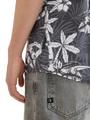 Kurzarmhemd mit Palmenprint L Regular Fit - Grey White Tropical Print