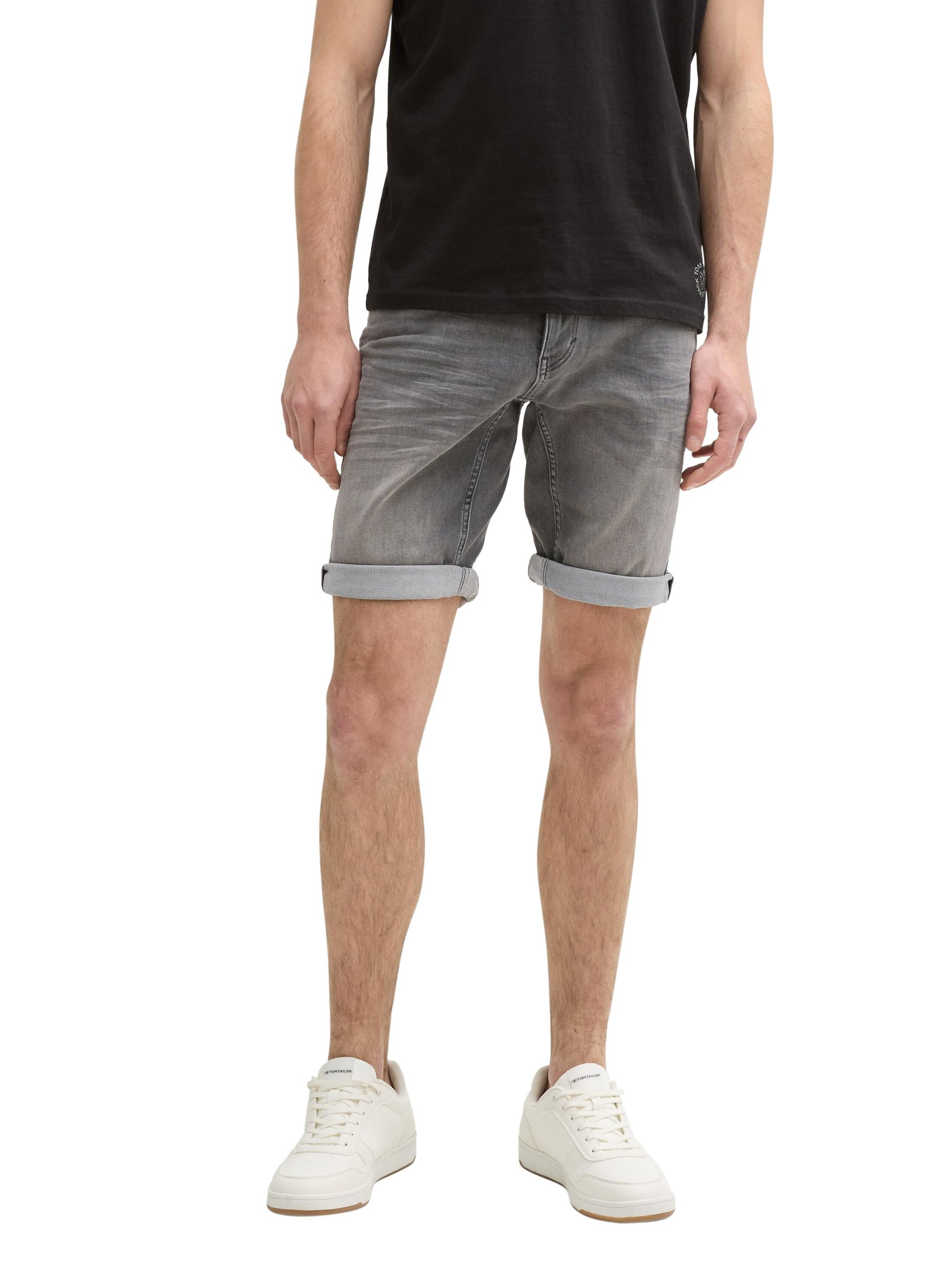 TTJOSH REGULAR SLIM Jeans Shorts mit Superstretch 33 Slim Fit - Used Light Stone Grey Denim