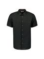 Shirt Short Sleeve Linen Solid Schwarz XXL
