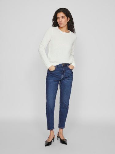VIDALO O-NECK L/S KNIT TOP- NOOS L Normal geschnitten - White Alyssum