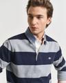 Gestreiftes Heavy Rugger mit Chambray-Kragen XXL - Grey Melange