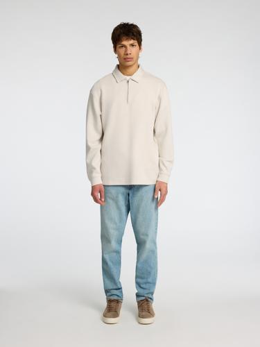 SLHRELAX-EMANUEL SOFT POLO ZIP SWEAT EX XL Locker geschnitten - Oatmeal