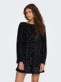 ONLANIKA SEQUINS LS BOW DRESS WVN CS M Normal geschnitten - Black