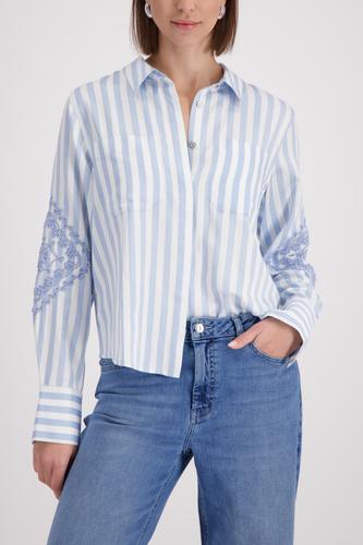 Bluse mit Kordelstickerei 40 - Light Sky Ringel