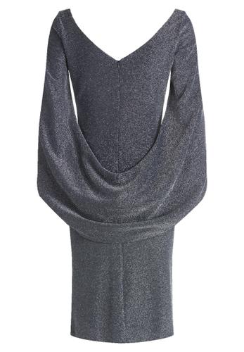Cocktailkleid 40 Figurnah - Dunkelblau/grau