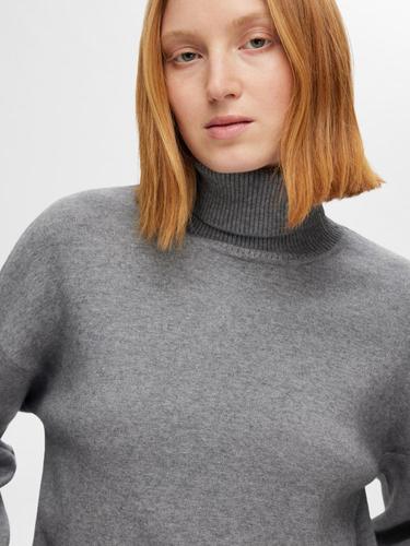 SLFKAMMA LS KNIT ROLL NECK NOOS L Locker geschnitten - Medium Grey Melange