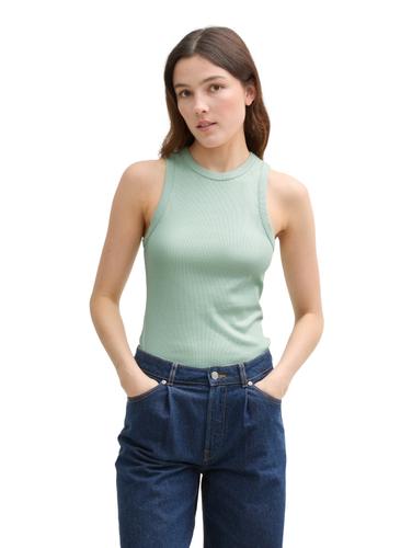 Coated Ripp Top mit Glitzer-Effekt XXL Slim Fit - Fresh Mint Green