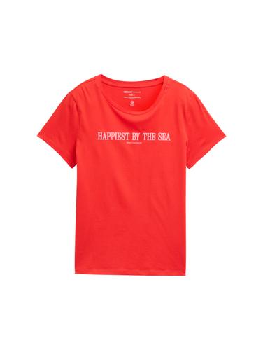 Basic T-Shirt mit Print XS Regular Fit - Scarlet Red