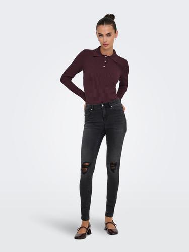 ONLELISA L/S RIB POLO RP KNT XS Normal geschnitten - Winetasting