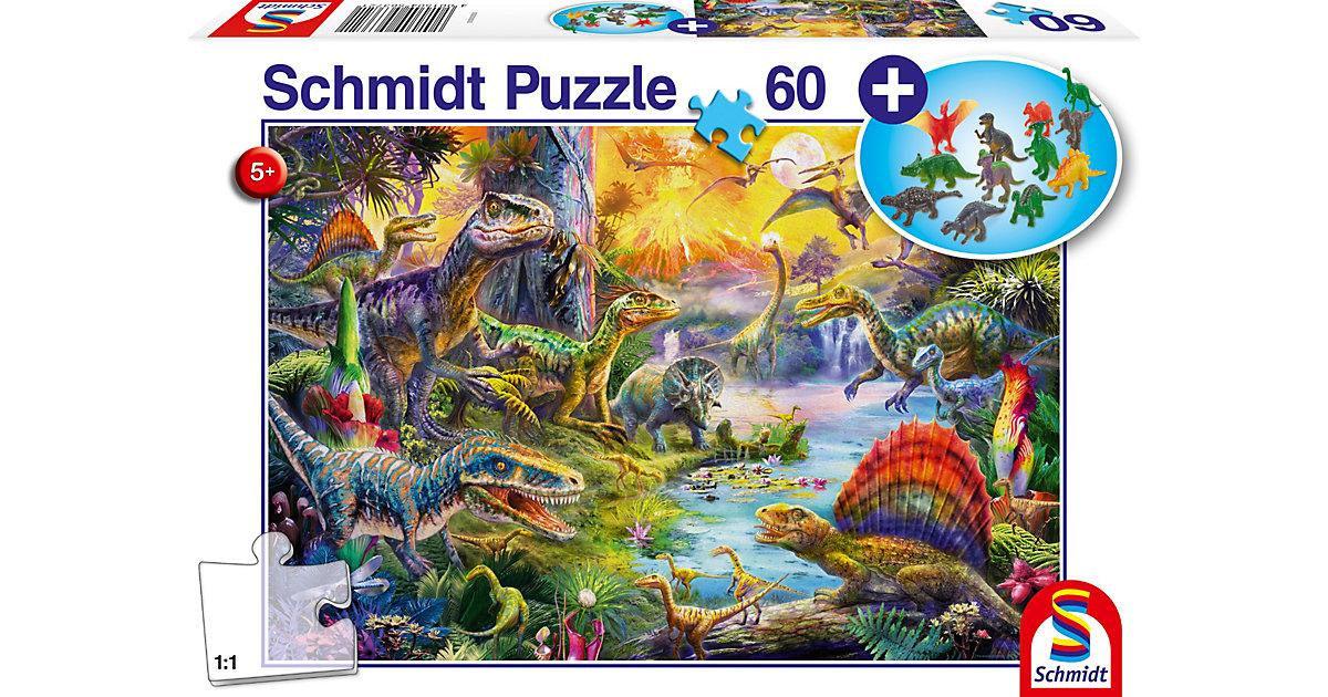 Puzzle Dinosaurier, 60 Teile + Dinosaurier-Figuren-Set