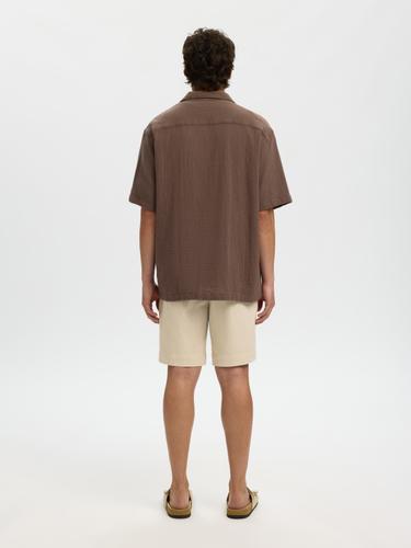 SLHRLXCAL SS SHIRT RESORT XL Locker geschnitten - Chocolate Chip