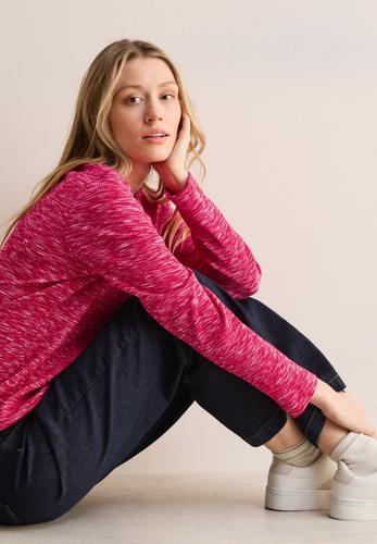 Shirt mit Rippstruktur L - Granita Red Melange