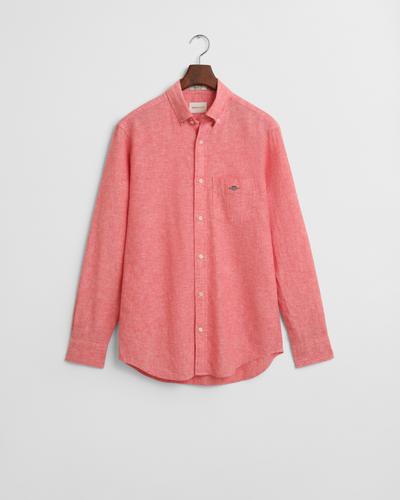 Regular Fit Baumwoll Leinen Hemd XXXL - Brick Red