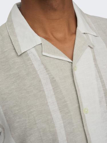 ONSCAIDEN LIFE STRIPE RES LINENBLENDNOOS L Normal geschnitten - Vintage Khaki