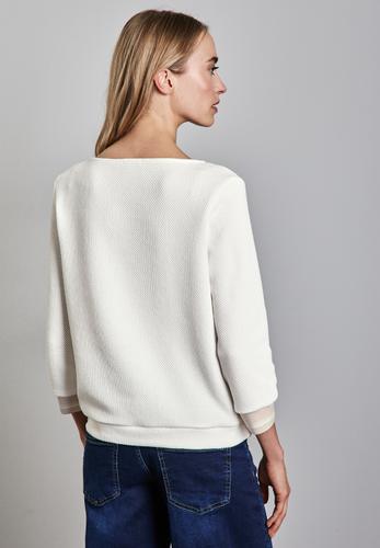 Shirt mit Streifen-Bündchen 38 - Off White
