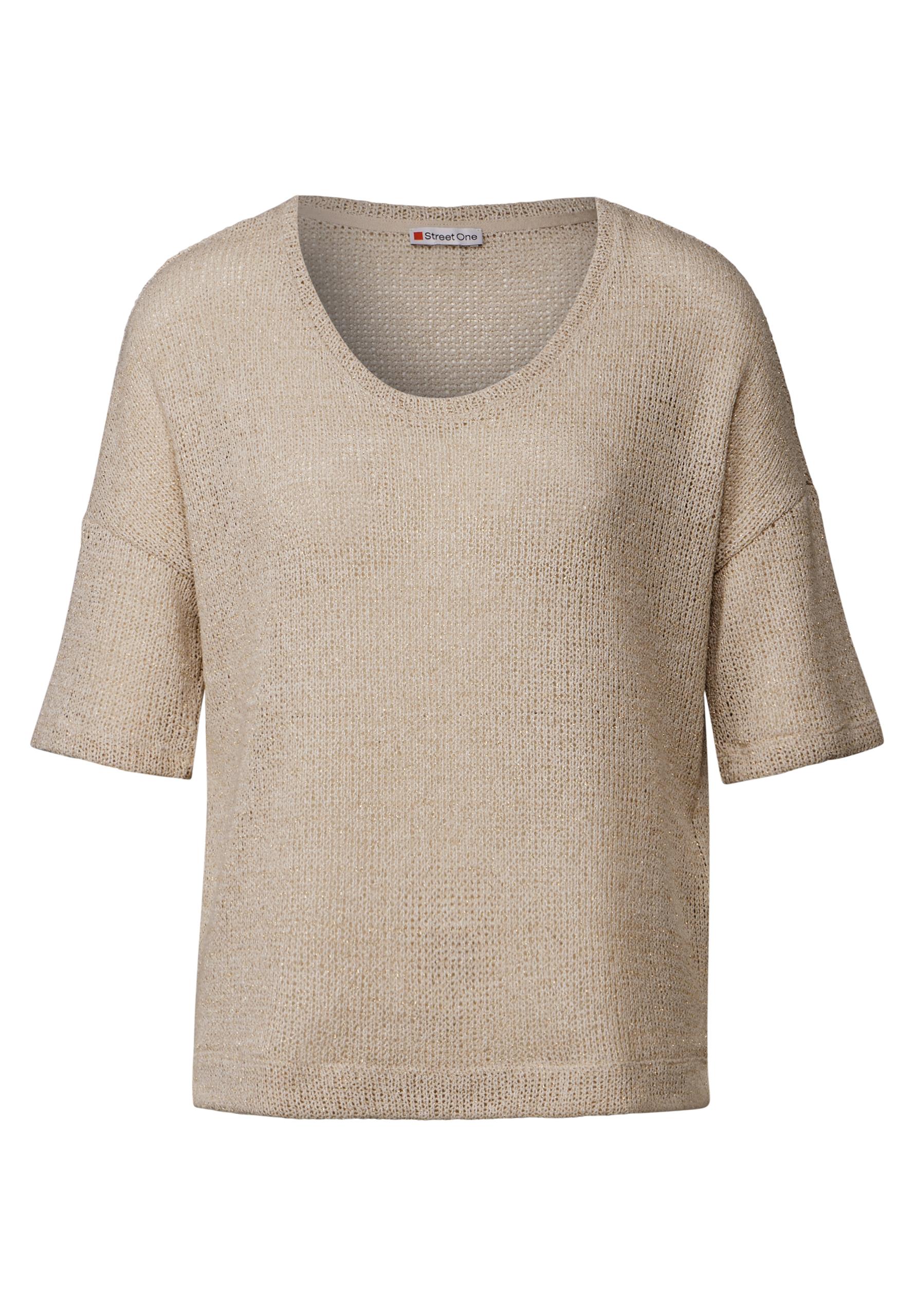 T-Shirt mit Glitzerdetails Beige 40