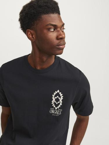JORNOTO GRAPHIC CHEST TEE SS C.N LN M Weit geschnitten - Black