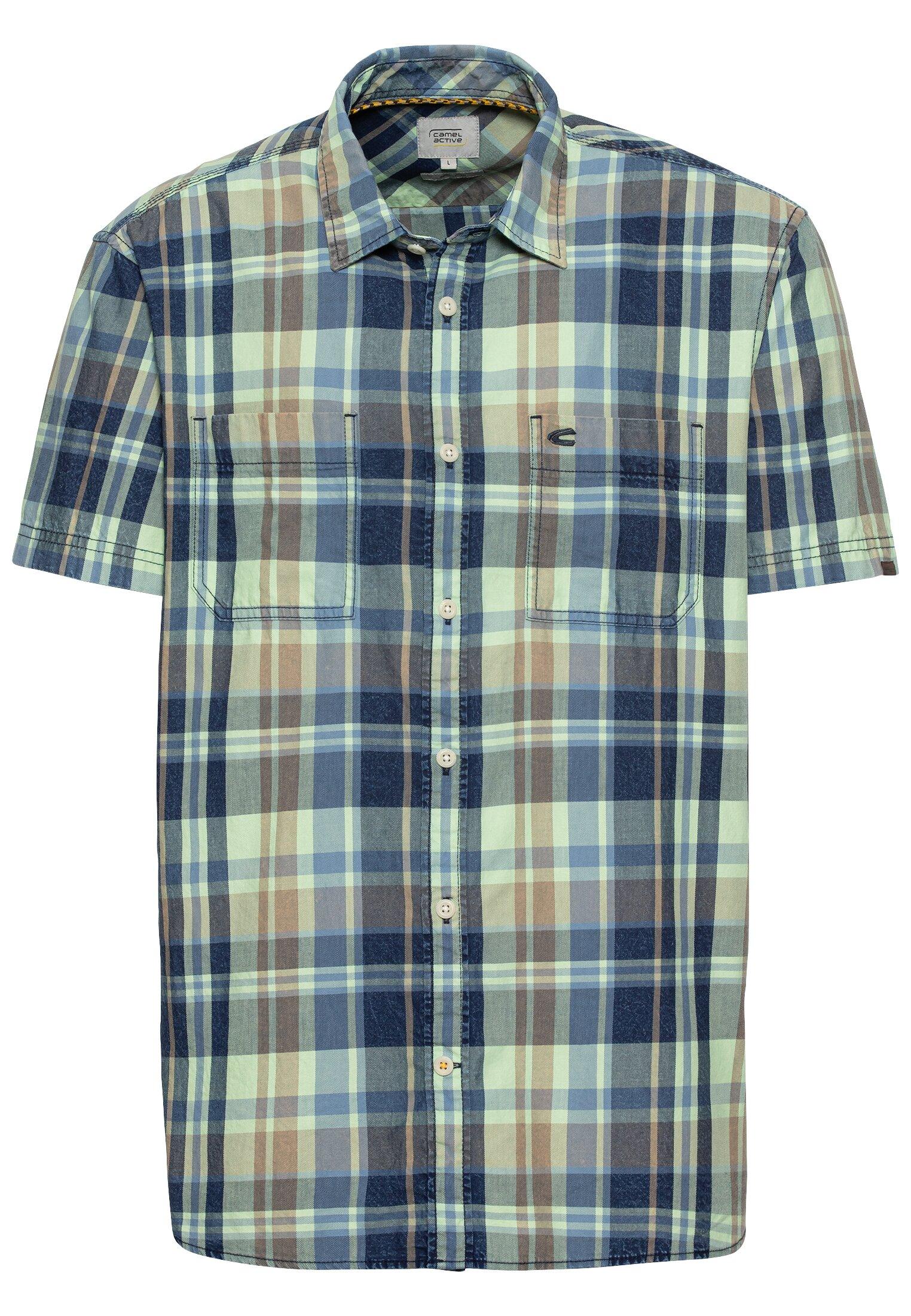 Kurzarm Hemd aus reiner Baumwolle M Regular Fit - Pistacchio