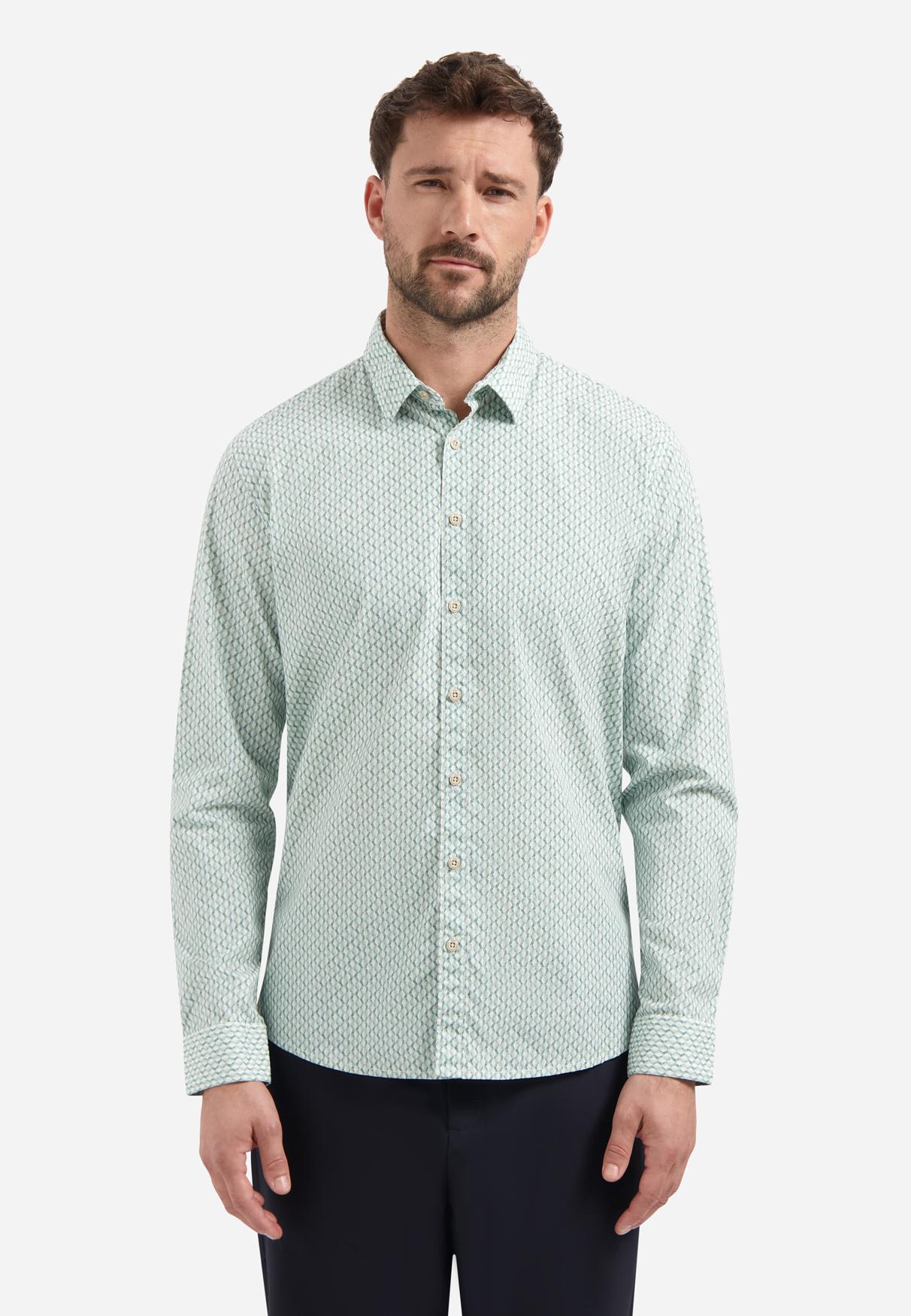 Shirt Stretch Allover Printed L Regular Fit - Seablue