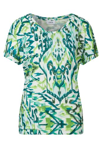 Bedrucktes Leinen-Look Shirt L - Green Lagoon