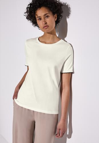 Basic Shirt mit Deko-Tape Weiß 40